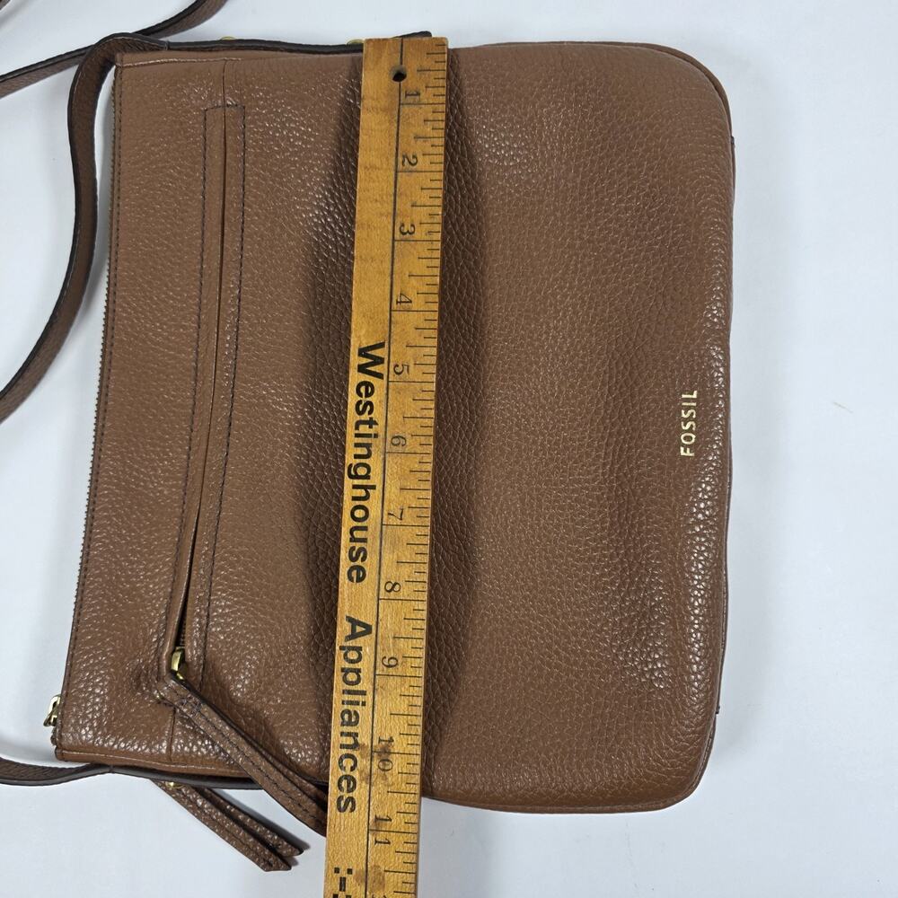Fossil Gemma Brown Pebbled Leather Crossbody Purse Shoulder Bag Adjustable - Picture 13 of 15